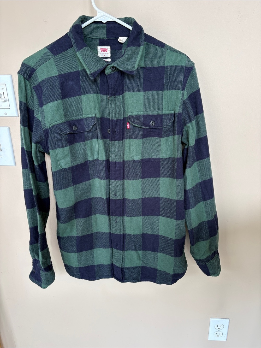 Levi's Green & Navy Buffalo Plaid Flannel Shirt Jacket